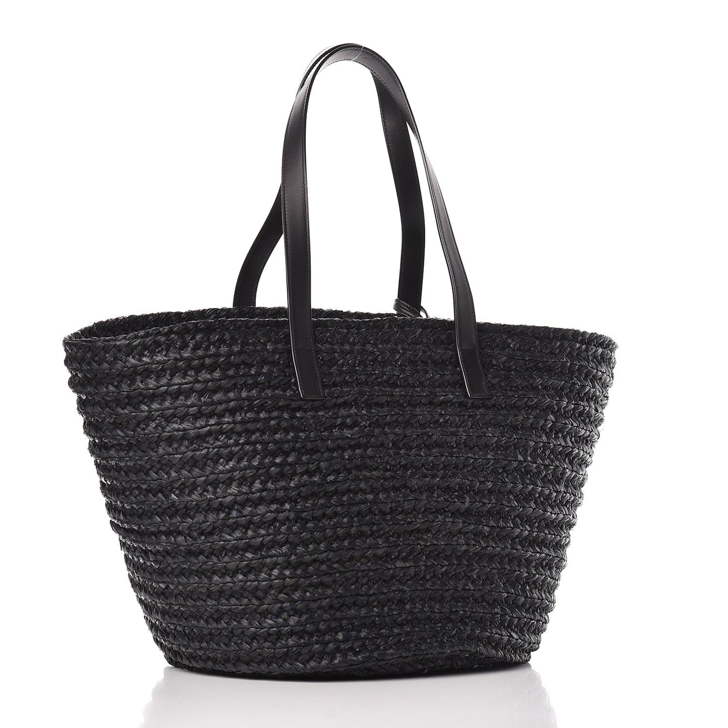 Raffia Medium Panier Bag Black