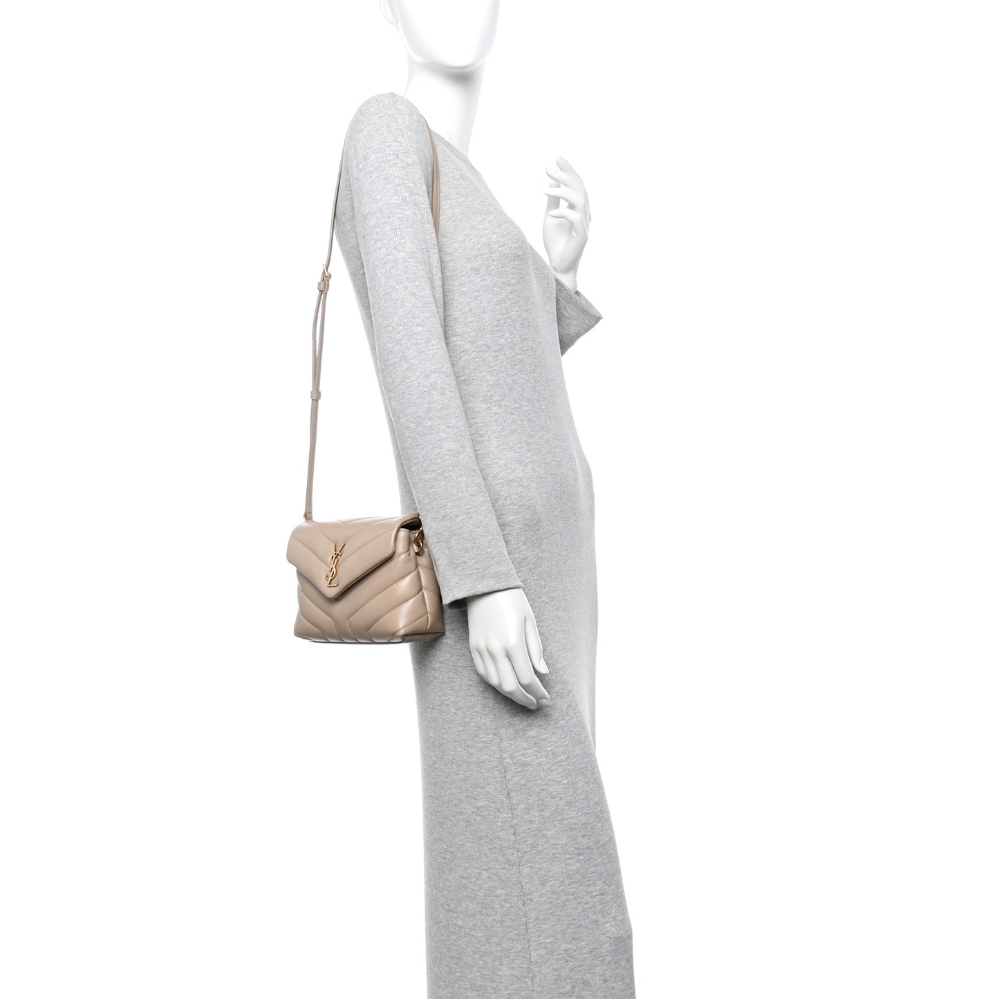 Calfskin Y Quilted Monogram Toy Loulou Crossbody Bag Dark Beige