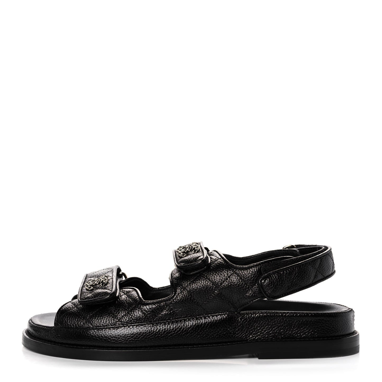 Grained Calfskin Velcro Dad Sandals 37.5 Black
