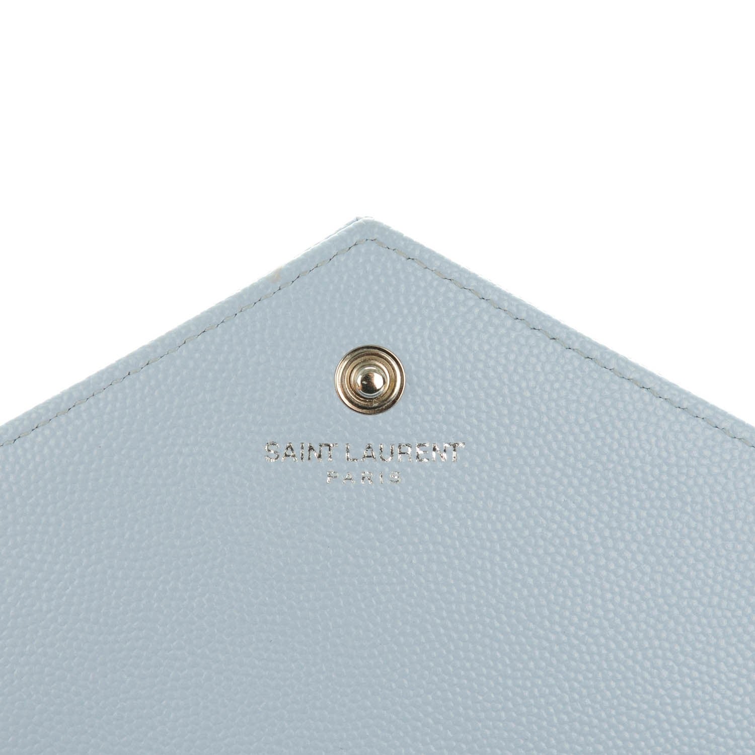 Saint Laurent Grain De Poudre Matelasse Monogram Chain Wallet Sky Blue 6 of 7