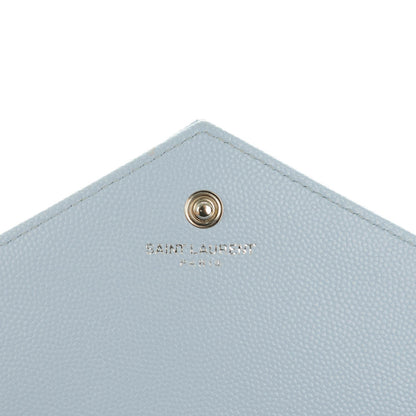 Saint Laurent Grain De Poudre Matelasse Monogram Chain Wallet Sky Blue 6 of 7