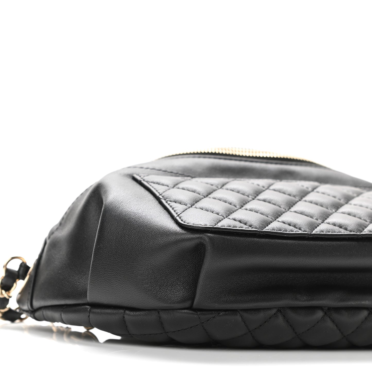 Lambskin Quilted Waist Bag Fanny Pack Black
