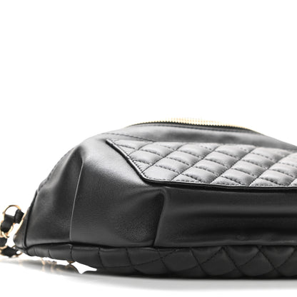 Chanel Lambskin Quilted Waist Bag Fanny Pack Black 10 of 12