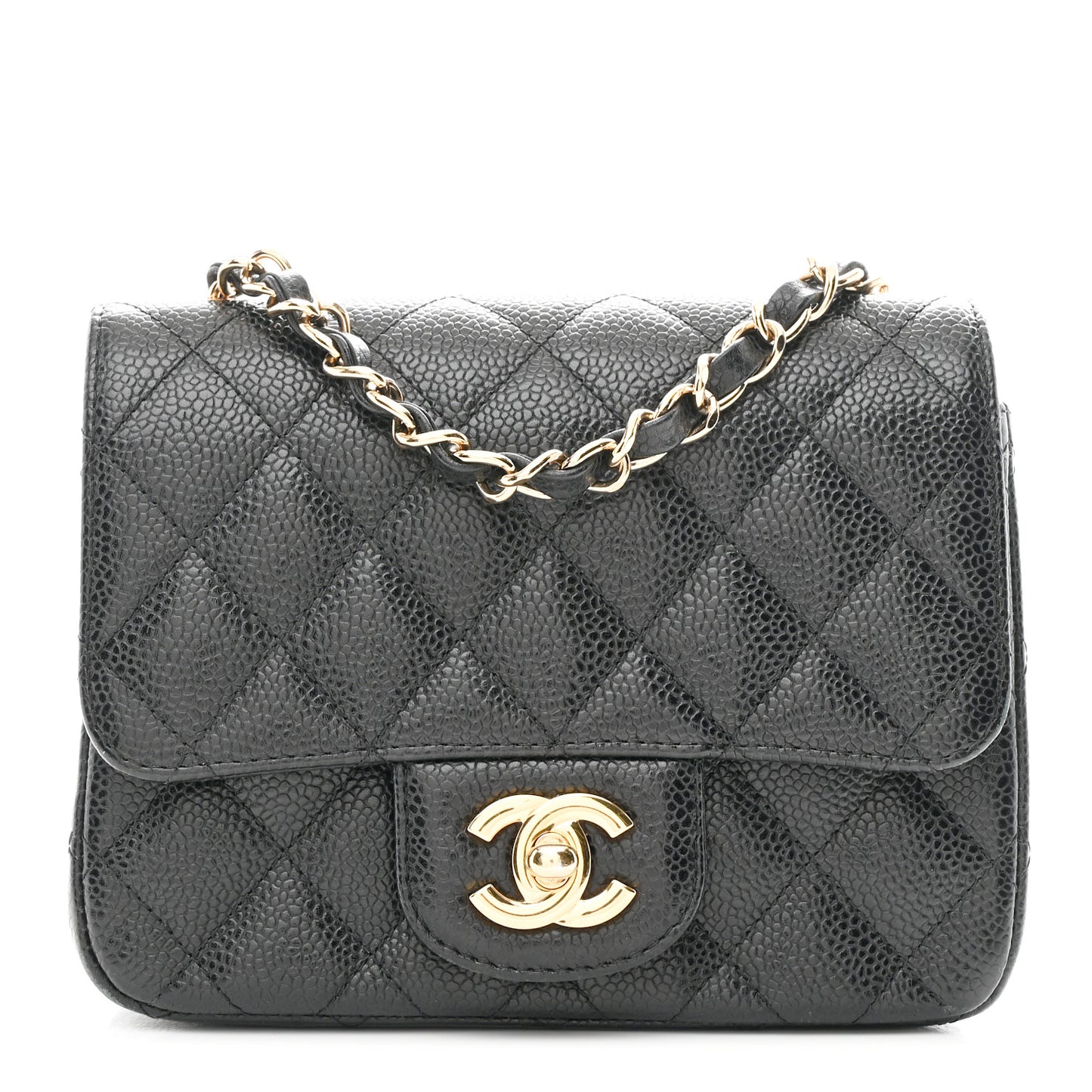 Caviar Quilted Mini Square Flap Black