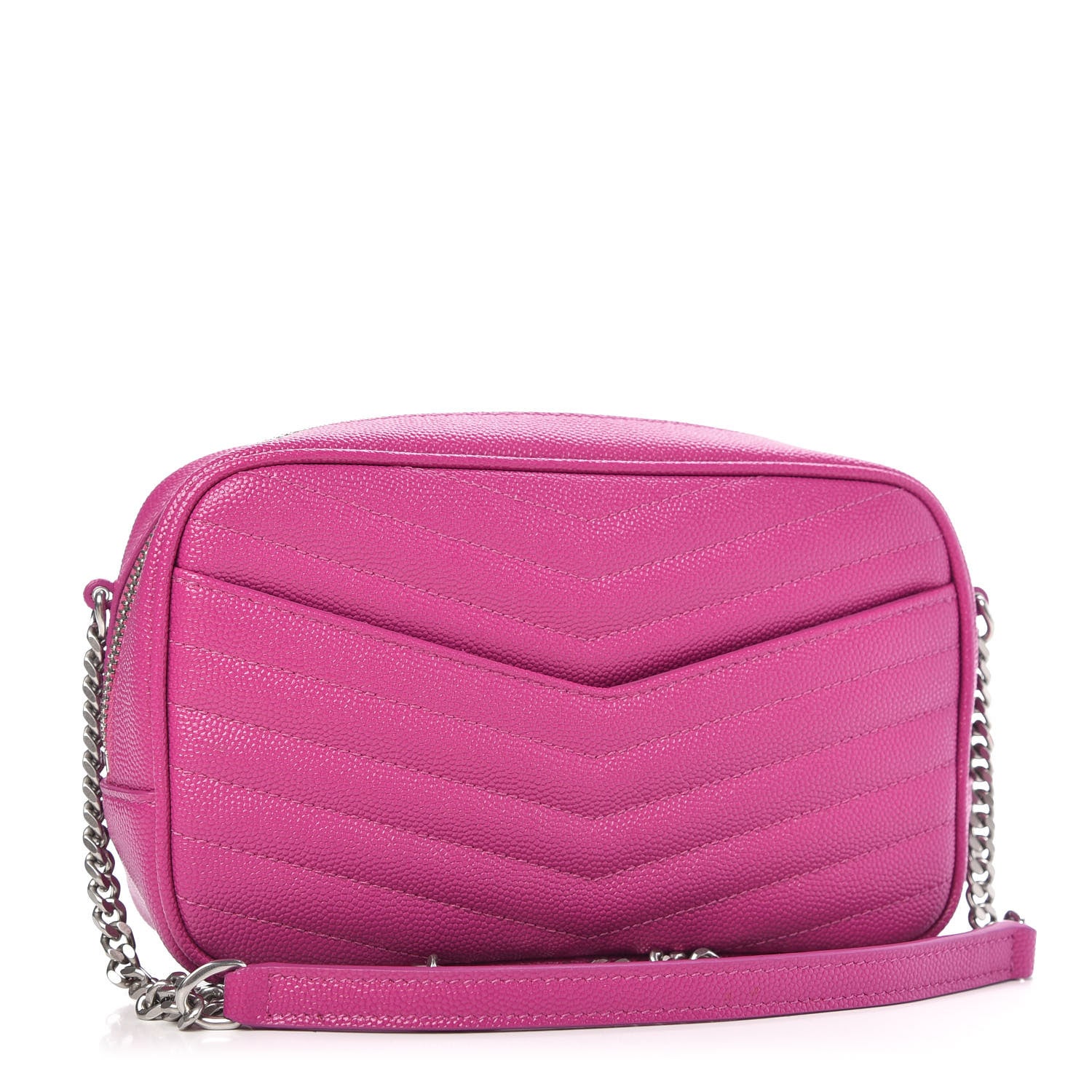 Saint Laurent Grain De Poudre Matelasse Monogram Mini Lou Camera Bag Bright Pink 3 of 10