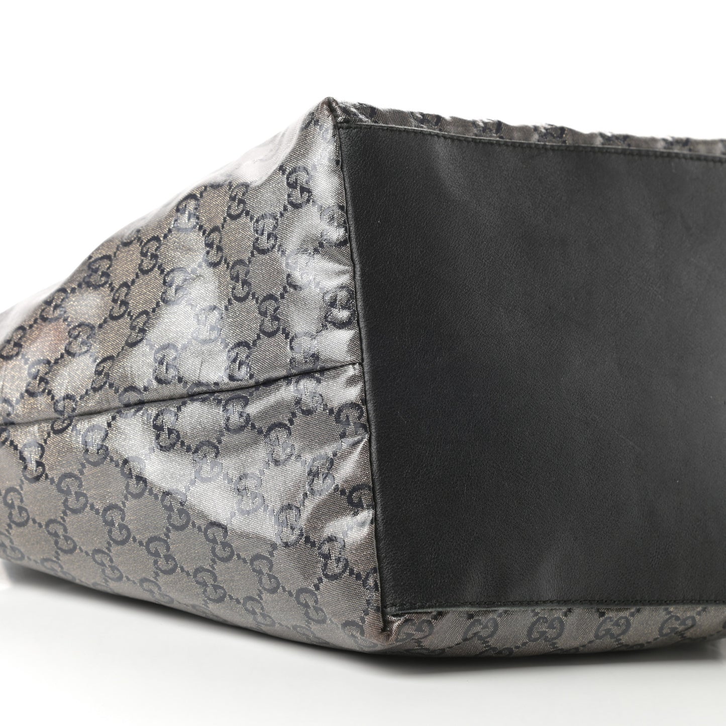 Crystal Monogram Medium Web Handle Bucket Tote Black