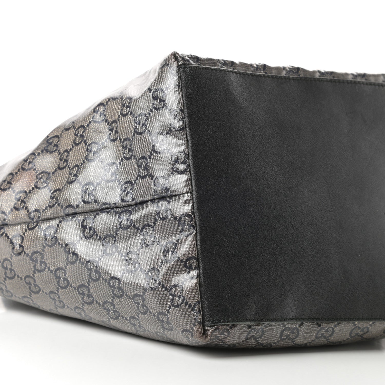 Gucci Crystal Monogram Medium Web Handle Bucket Tote Black 9 of 12