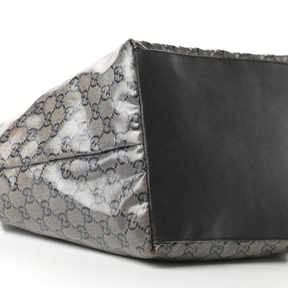 Gucci Crystal Monogram Medium Web Handle Bucket Tote Black 9 of 12
