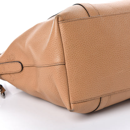 Gucci Pebbled Calfskin Medium GG Convertible Dome Satchel Beige 6 of 15