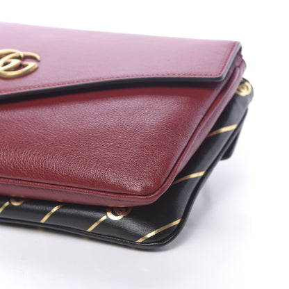 Gucci Calfskin Diagonal GG Medium Thiara Double Envelope Shoulder Bag Black Red 11 of 13