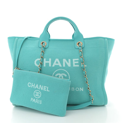 Chanel Mixed Fibers Medium Deauville Tote Turquoise 2 of 13