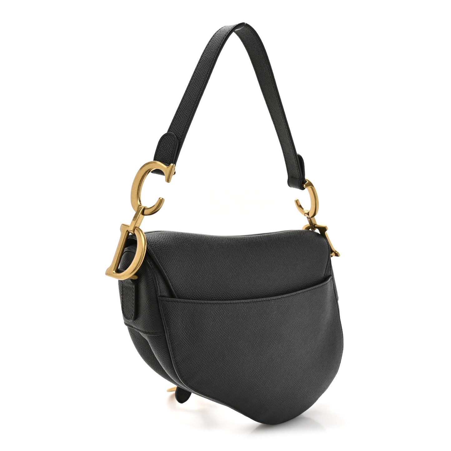 Grained Calfskin Saddle Bag Black