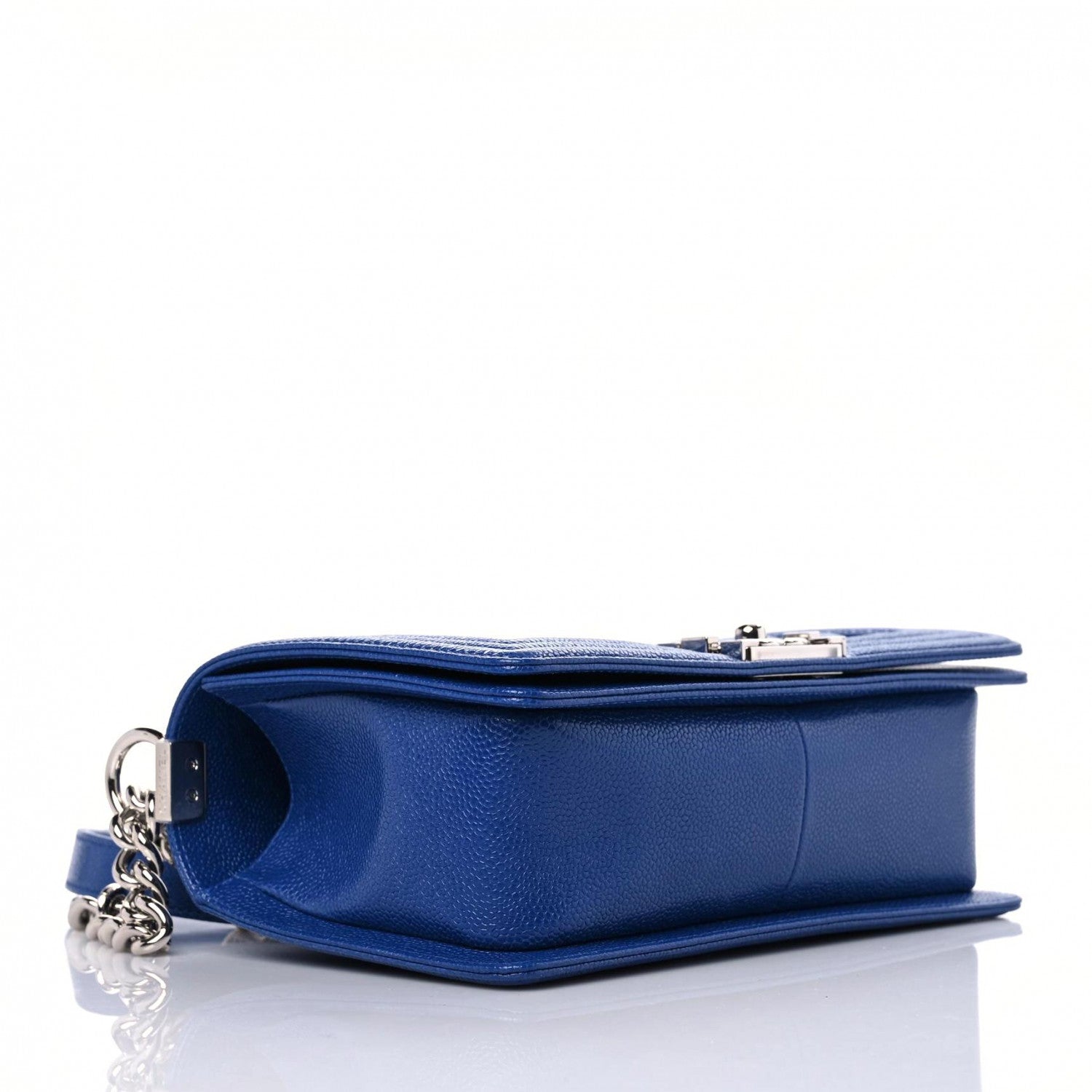 Chanel Caviar Chevron Quilted Medium Boy Flap Dark Blue 4 of 9