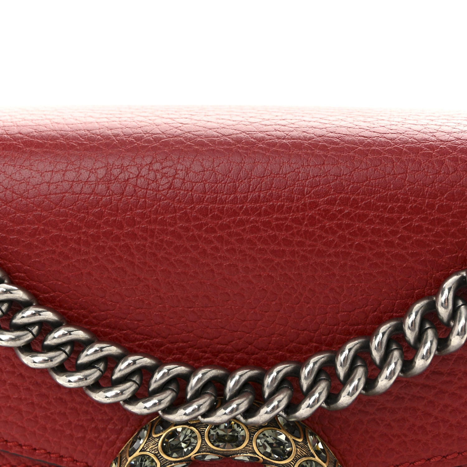 Gucci Dollar Calfskin Swarovski Crystal Small Dionysus Shoulder Bag Hibiscus Red 8 of 10