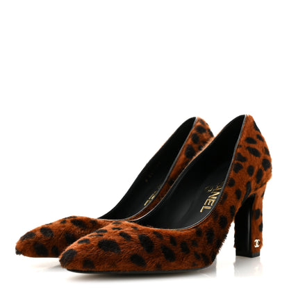 Chanel Pony Hair Lambskin Pumps 36.5 Brown Black 4 of 10