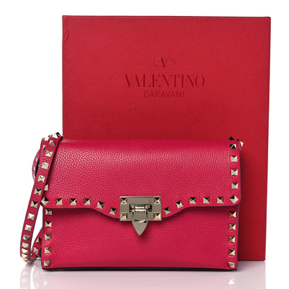 Valentino Garavani Pebbled Calfskin Medium Rockstud Flip Lock Crossbody Bag Blossom 8 of 8