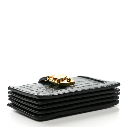 Miu Miu Calfskin Crocodile Embossed Saint Cocco Accordion Card Holder Smeraldo 4 of 8