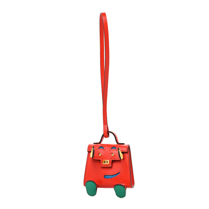 Hermes Tadelakt Chevre Mysore Kelly Quelle Idole Bag Charm Capucine Jaune De Naples Vert Vertigo Zanzibar 1 of 7