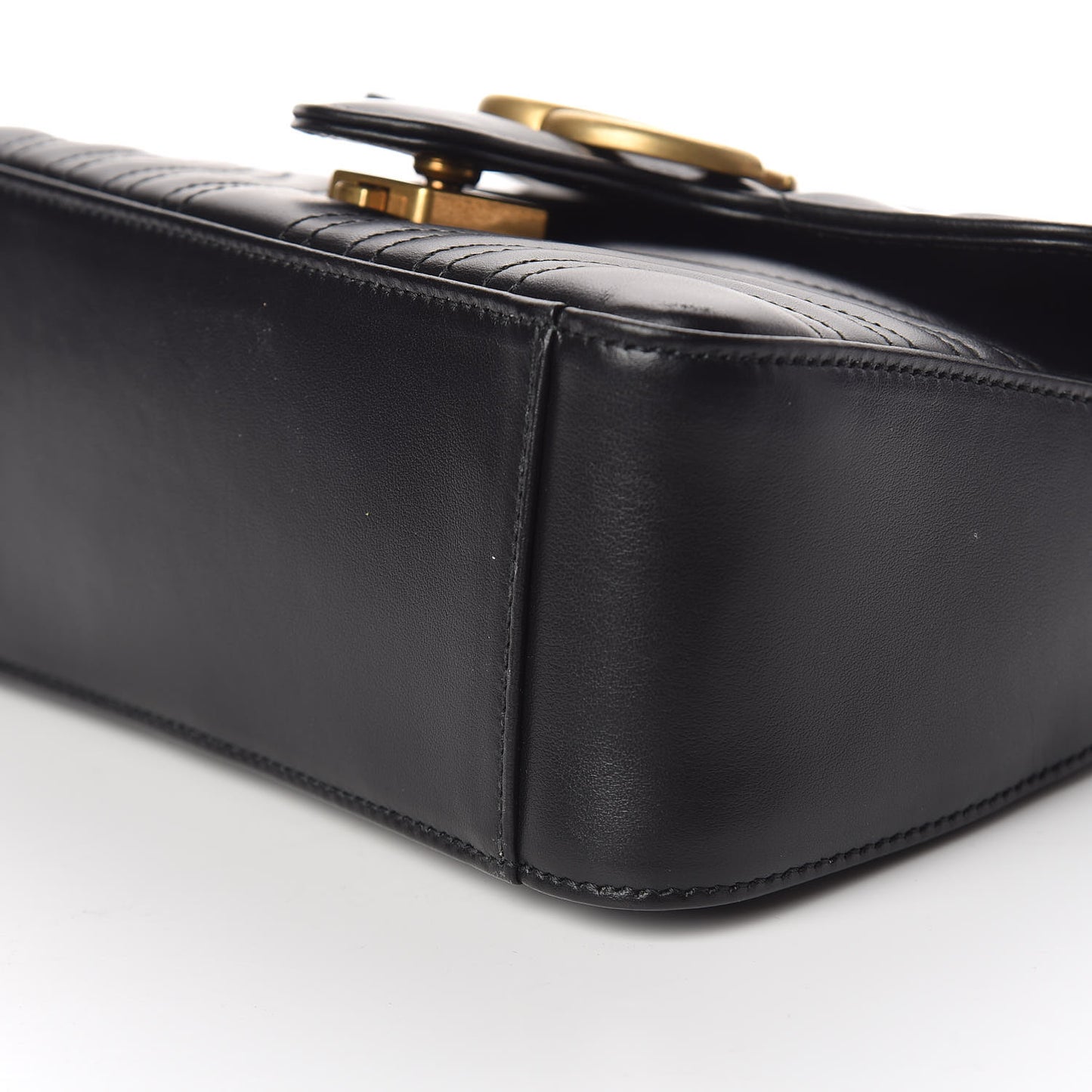 Calfskin Matelasse Mini GG Marmont Top Handle Shoulder Bag Black