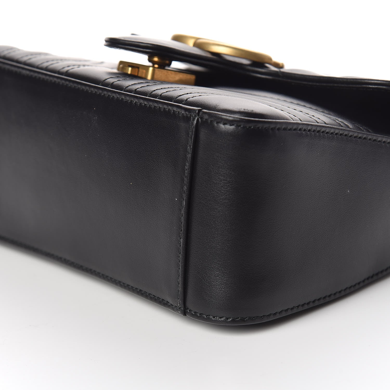 Gucci Calfskin Matelasse Mini GG Marmont Top Handle Shoulder Bag Black 6 of 10