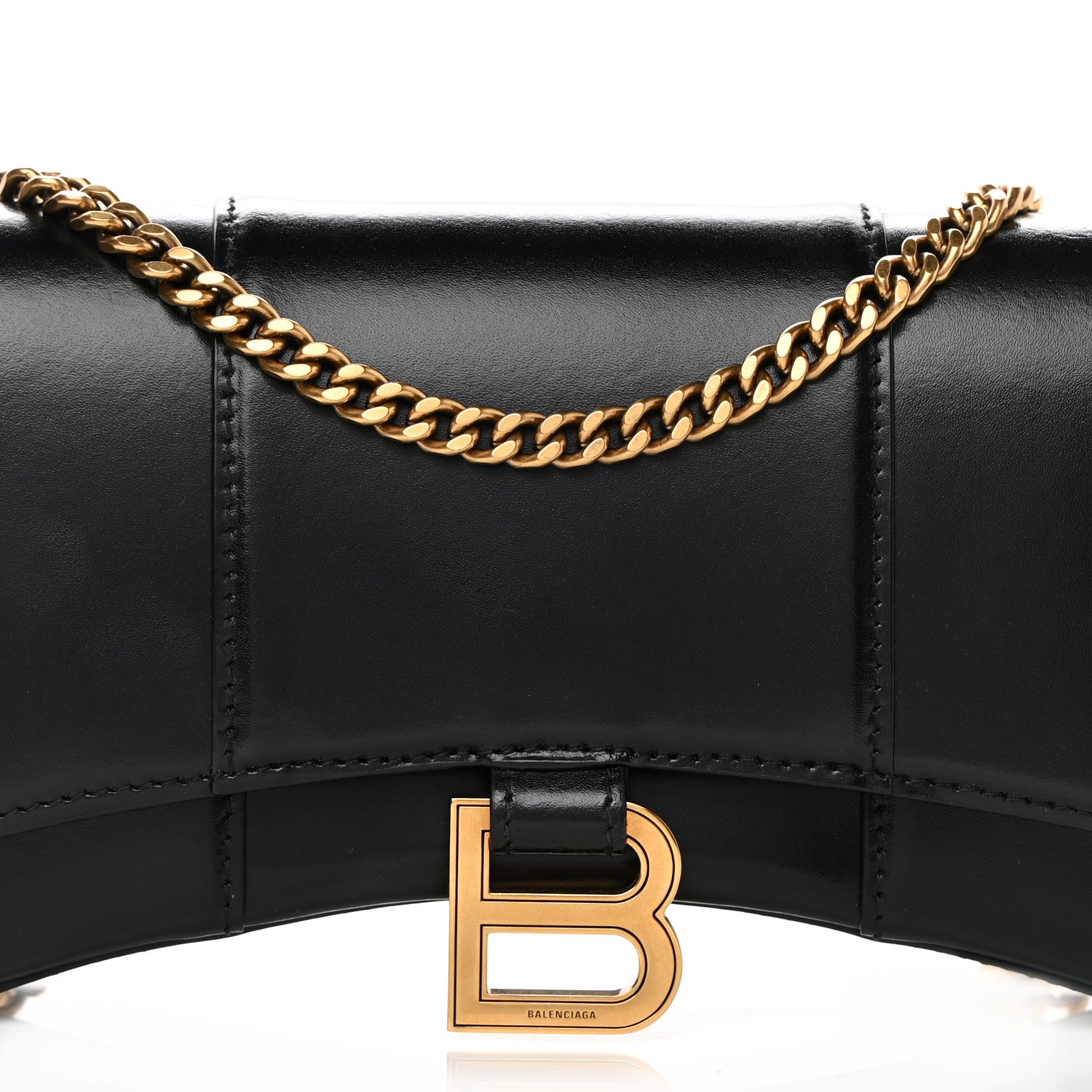 Balenciaga Shiny Box Calfskin Hourglass Chain Bag Black 7 of 12
