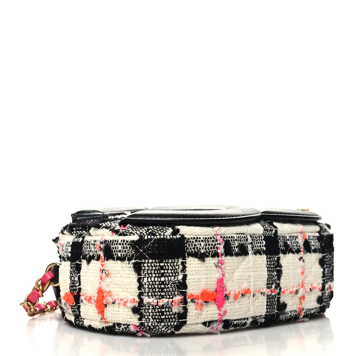 Tweed Lambskin Quilted Coco Midnight Camera Case White Black Multicolor