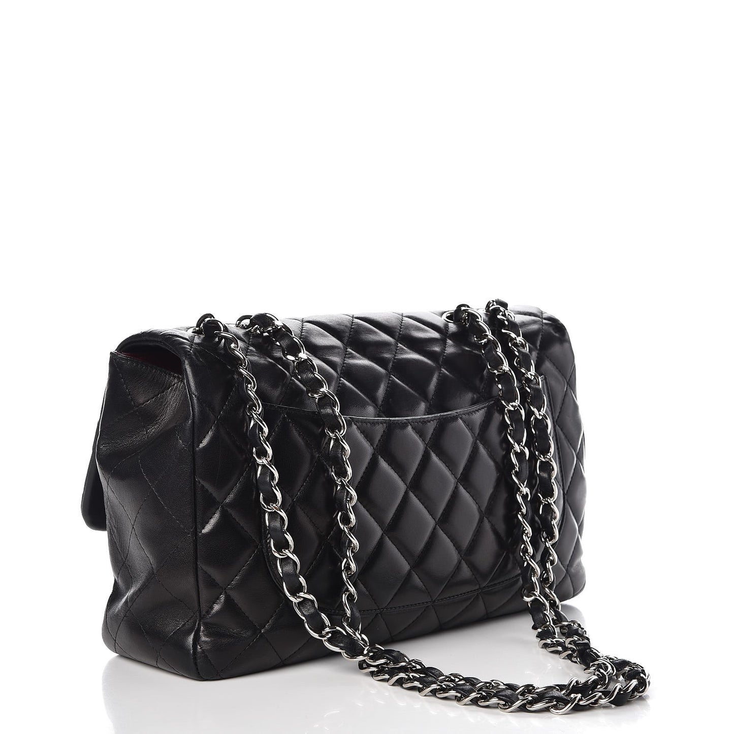 Lambskin Quilted Jumbo Single Flap Black