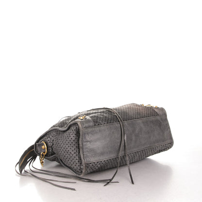 Balenciaga Agneau Laser Cut Cross Classic Gold Hardware City Grey 4 of 7