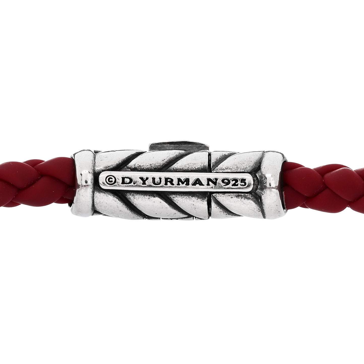 Sterling Silver Rubber Chevron Bracelet Red