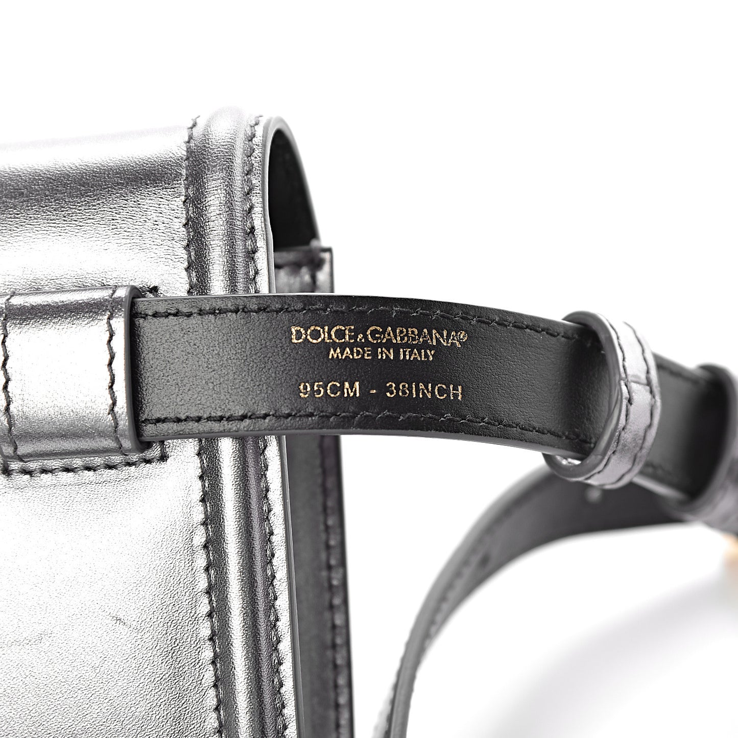 Metallic Agnello Vitello Devotion Belt Bag 95 38 Argento Scuro