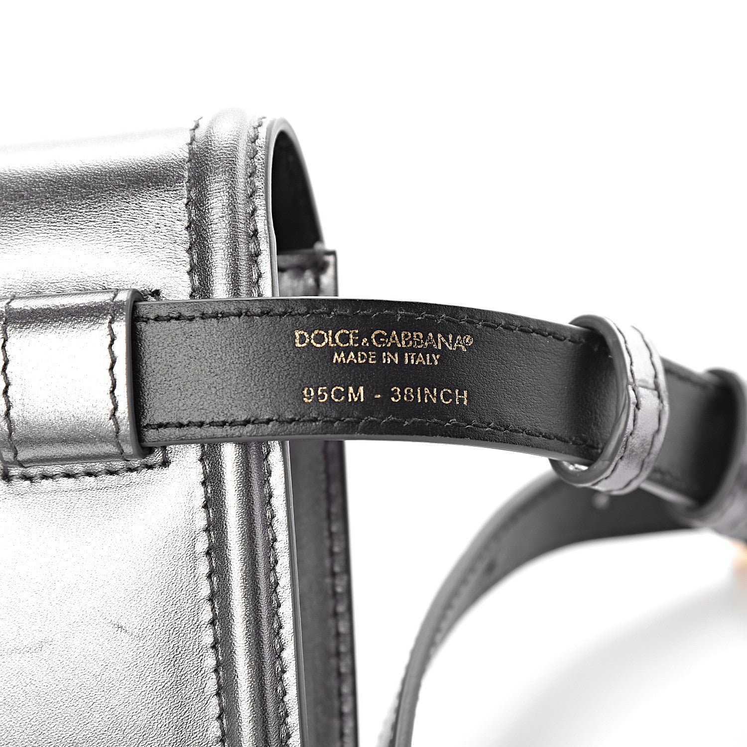 Dolce & Gabbana Metallic Agnello Vitello Devotion Belt Bag 95 38 Argento Scuro 7 of 11