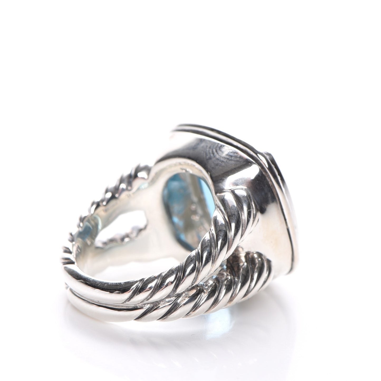 Sterling Silver Diamond Blue Topaz 14mm Albion Ring 52 6