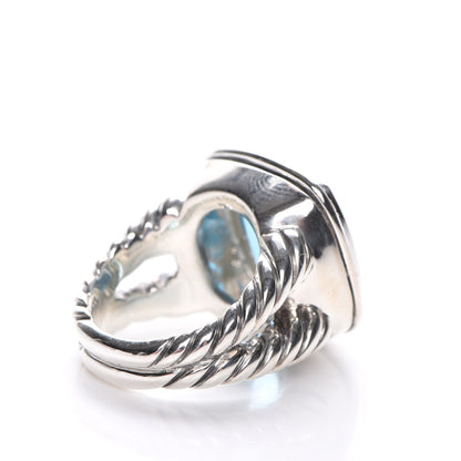 David Yurman Sterling Silver Diamond Blue Topaz 14mm Albion Ring 52 6 4 of 5