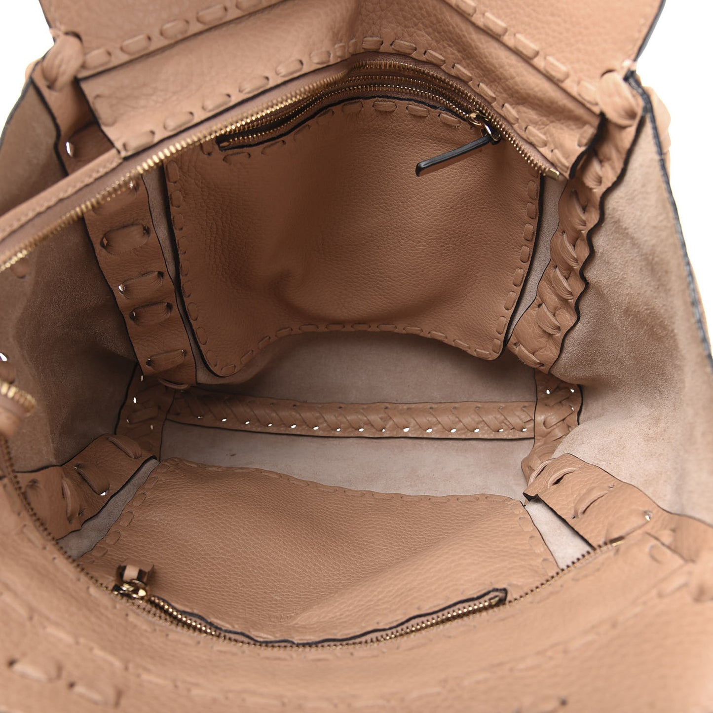 Grained Calfskin Small Rockstud C-Rockee Fringe Tote Poudre