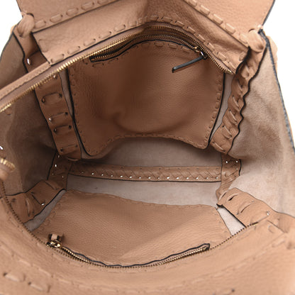 Valentino Garavani Grained Calfskin Small Rockstud C-Rockee Fringe Tote Poudre 5 of 13
