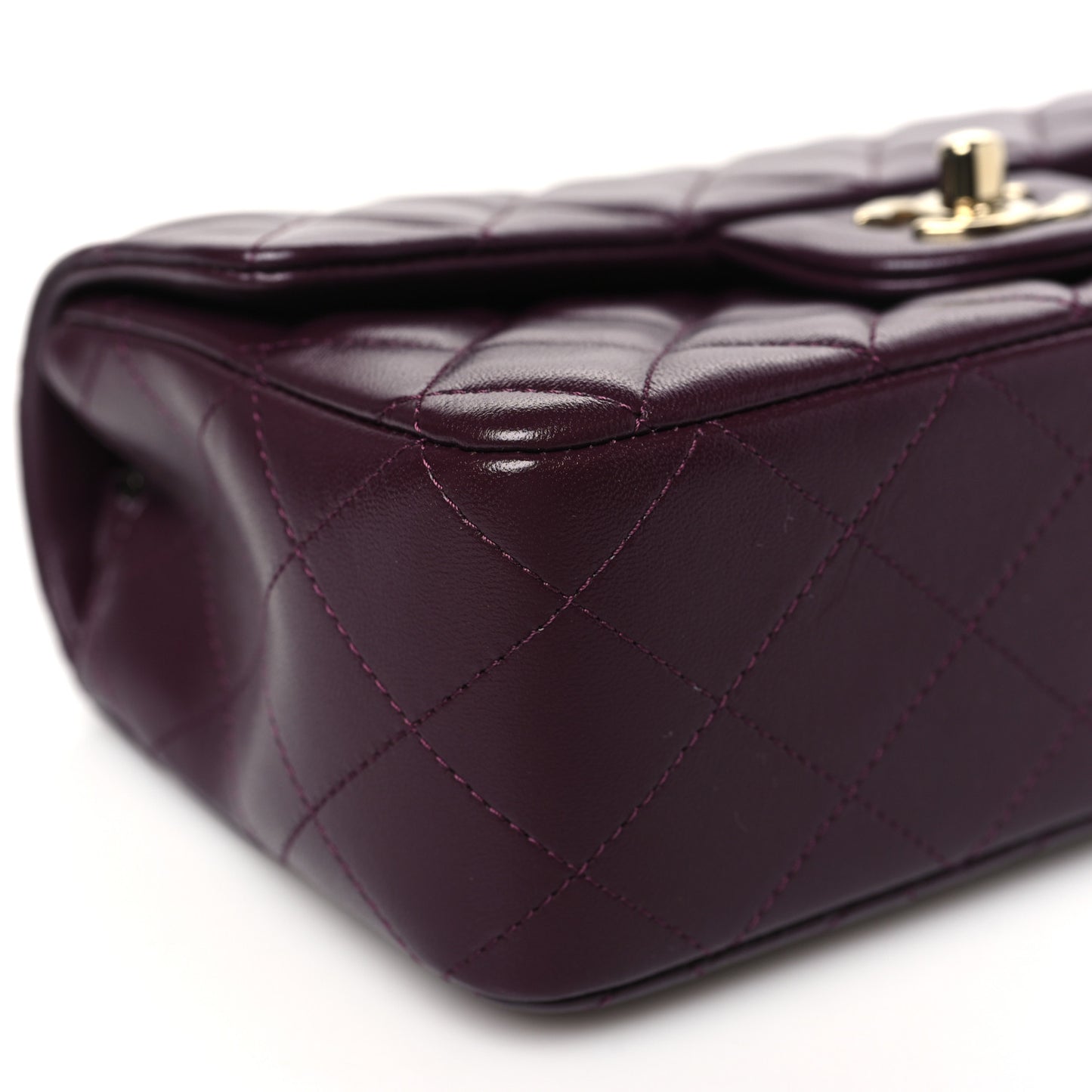 Lambskin Quilted Mini Rectangular Flap Burgundy