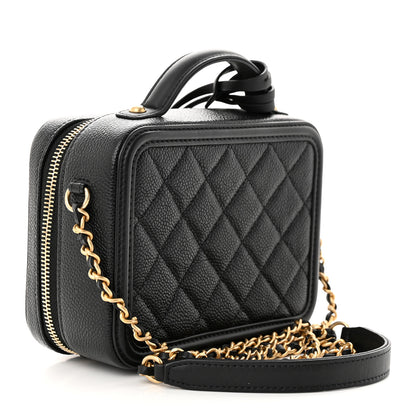 Chanel Caviar Quilted Small CC Filigree Vanity Case Black 3 of 11
