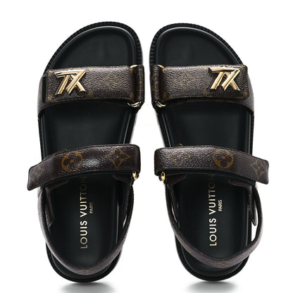 Louis Vuitton Monogram LV Sunset Comfort Flat Sandals 38 Cacao Brown 2 of 9