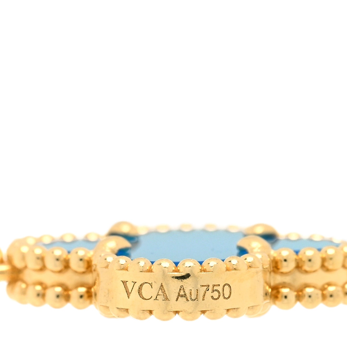 18K Yellow Gold Blue Agate 5 Motifs Vintage Alhambra Bracelet