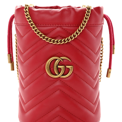 Gucci Calfskin Matelasse Mini GG Marmont 2.0 Bucket Bag Hibiscus Red 7 of 10