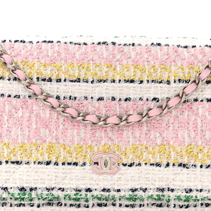 Chanel Metallic Tweed Quilted Wallet On Chain WOC White Multicolor 10 of 13