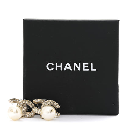 Chanel Crystal Pearl CC Drop Earrings Gold 5 of 5