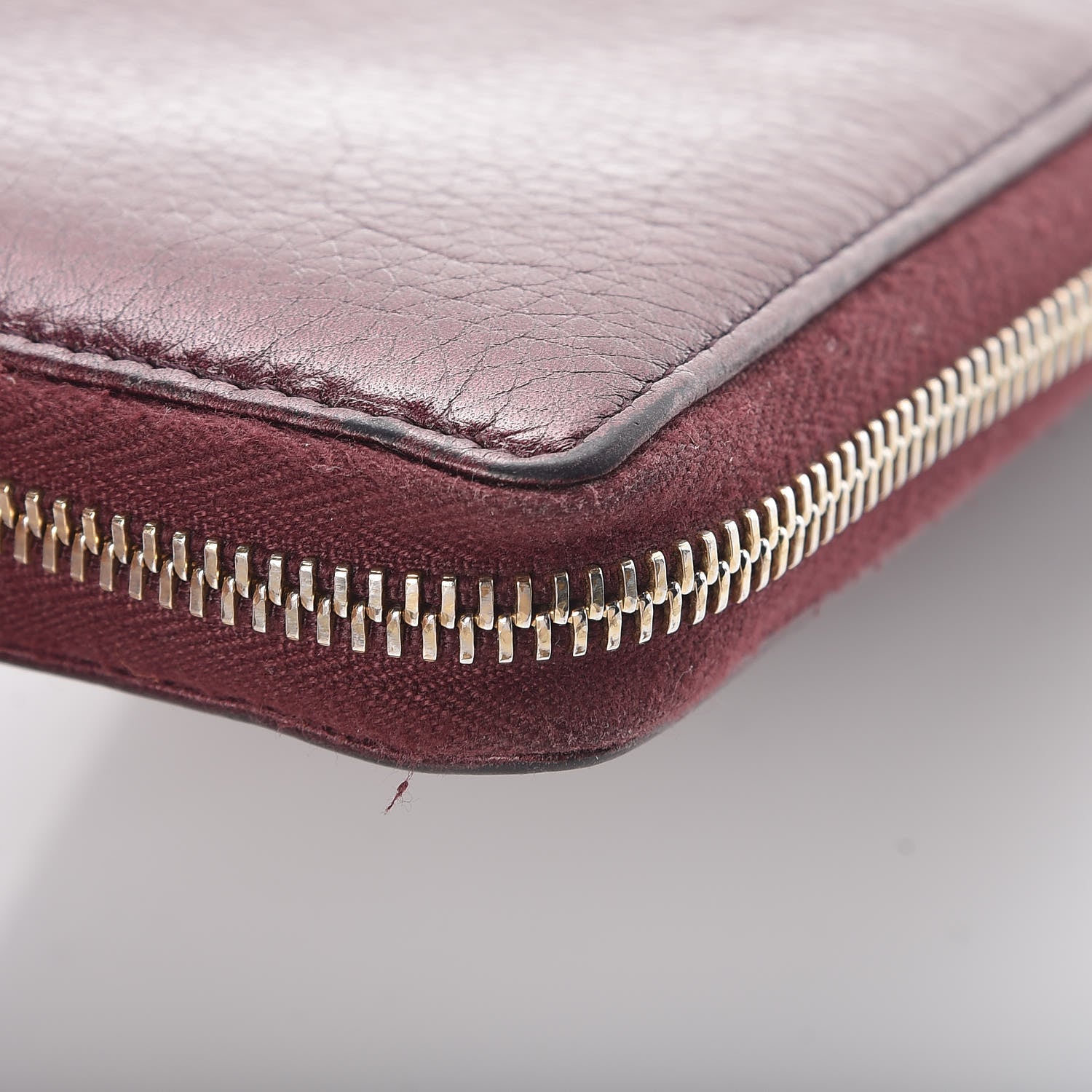 Gucci Metallic Cellarius Calfskin Soho Zip Around Wallet Classic Burgundy 10 of 13