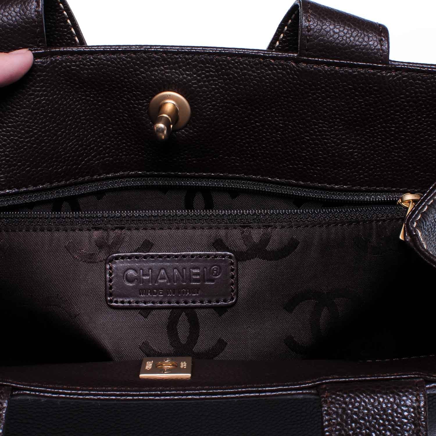 Chanel Caviar CC Handbag Brown 7 of 8