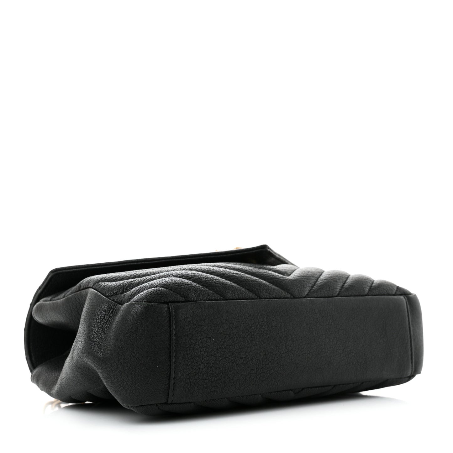 Sheepskin Matelasse Chevron Monogram Medium College Bag Black
