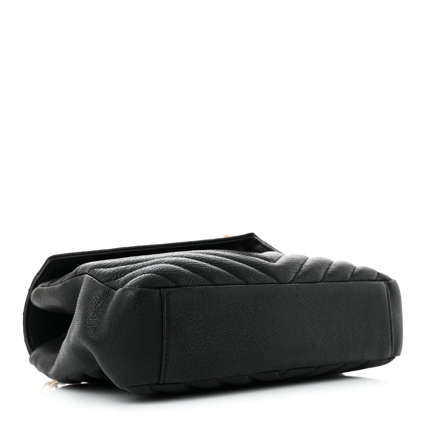 Saint Laurent Sheepskin Matelasse Chevron Monogram Medium College Bag Black 4 of 13