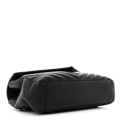 Saint Laurent Sheepskin Matelasse Chevron Monogram Medium College Bag Black 4 of 13