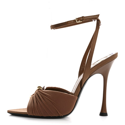 Saint Laurent Mesh Calfskin Ruched Lola Sandals 39 Dark Cappuccino 1 of 9