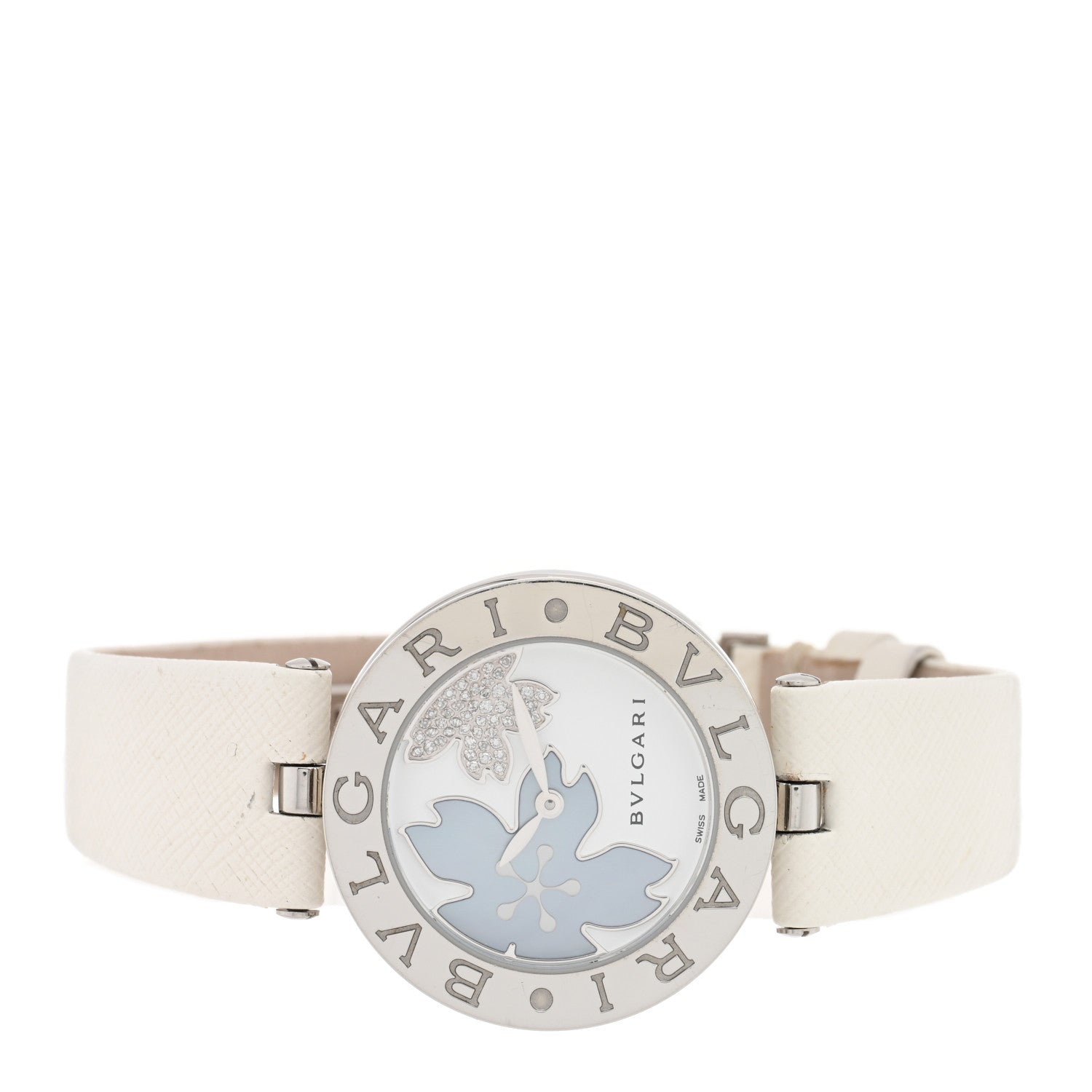 Bulgari Stainless Steel Calfskin Diamond Mother of Pearl 30mm B.zero1 Floral Quartz Watch 2 of 4
