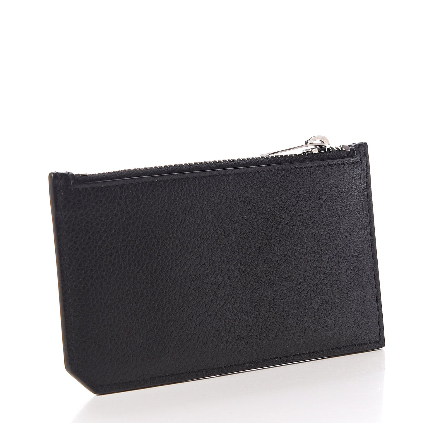 Grained Calfskin 5 Fragments Zip Pouch Card Holder Black